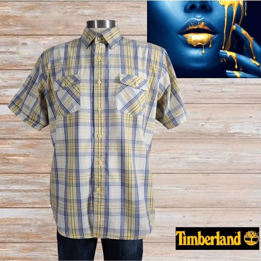 Timberland‎ Men's Casual Button-Up Shirt Size L Short Sleeve 100% Cotton Outdoor